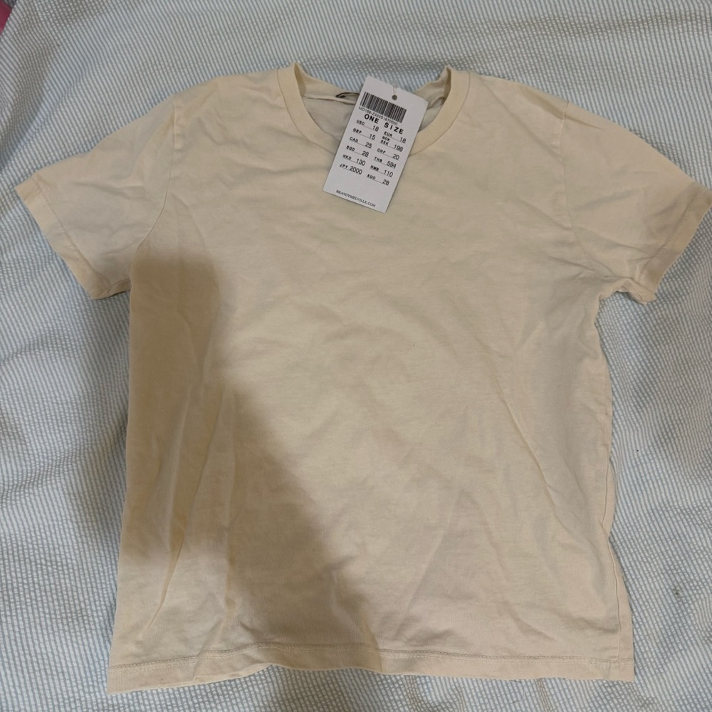 Brandy Melville Cream Short Sleeve Tee never worn